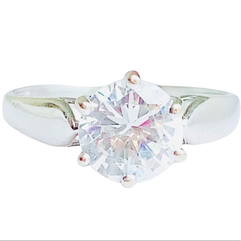 10K 10KT Round Cut Diamonique‎ Cubic Zirconia Yellow Gold Ring Sz 4.75